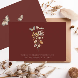 Simple Terracotta Autumn Fall Wildblomma Bröllop Tack Kort