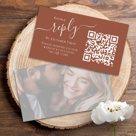Simple Terracotta Calligraphy Reply QR Code Photo Tilläggskort