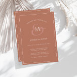 Simple Terracotta Monogram bröllopsinbjudan Julkort<br><div class="desc">Simple Terracotta Monogram bröllopsinbjudan. Imponera på era gäster i bröllop med det här trendiget bränd bröllopsinbjudan för orange med ett vackert, vitt skript, med briden och brudgummens initialer på en terracotta bakgrund. Den här inbjudan har en enastående orange för mörk, med moderna och minimala vibes, perfekt för ditt enkla, trendig...</div>