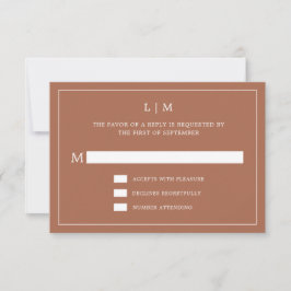 Simple Terracotta Monogram Elegant bröllop OSA Kort