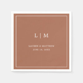 Simple Terracotta Monogram Elegant bröllop Pappersservett