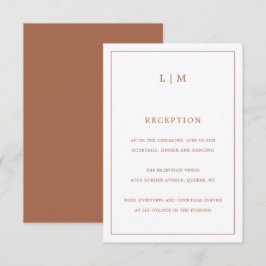 Simple Terracotta Monogram Elegant bröllop Tilläggskort