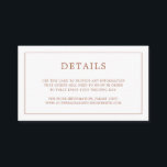 Simple Terracotta Monogram Elegant bröllop Tilläggskort<br><div class="desc">Ett enkelt litet elegant i bröllop-höljet med en modern utformning med detaljerna omgivna av ett tunt gräns och ditt monogram på baksidan. All inslag är i teracotta/bränd orange/rost och kan ändras i designredigeringsverktyget i verktyg. En chic och snyggt som är underbar för ett minimalistiskt par. Använda dessa djurutrymmeskort för att...</div>