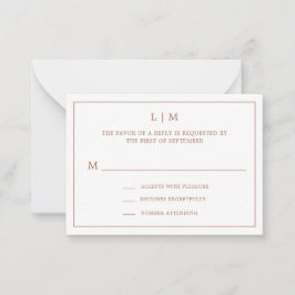 Simple Terracotta Monogram Mini Bröllop OSA Anteckningskort