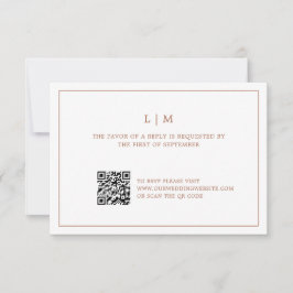 Simple Terracotta Monogram QR-kod Elegant bröllop OSA Kort