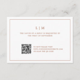 Simple Terracotta Monogram QR-kod Elegant bröllop OSA Kort