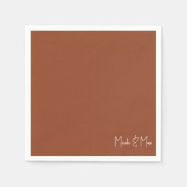 Simple Terracotta Script Namn Bröllop Cocktail Pappersservett