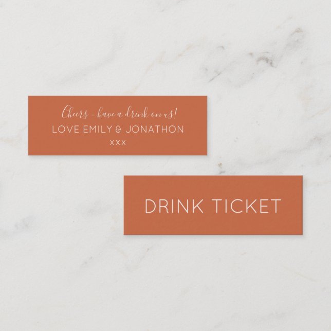 Simple Terracotta Wedding Reception Drinks Biljett (Fram/baksida)