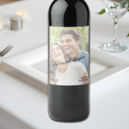 Simple Text Overlay Photo Rehearsal Dinner Vinflaska Etikett