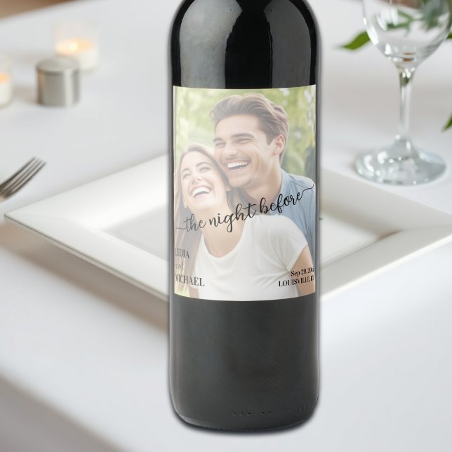 Simple Text Overlay Photo The Night Before Vinflaska Etikett (Skapare uppladdad)