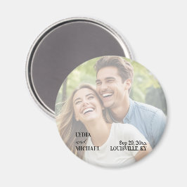 Simple Text Overlay Photo Wedding Favor Magnet