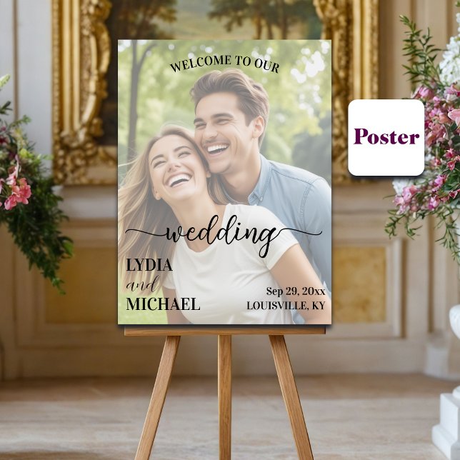 Simple Text Overlay Photo Wedding Welcome Poster (Skapare uppladdad)