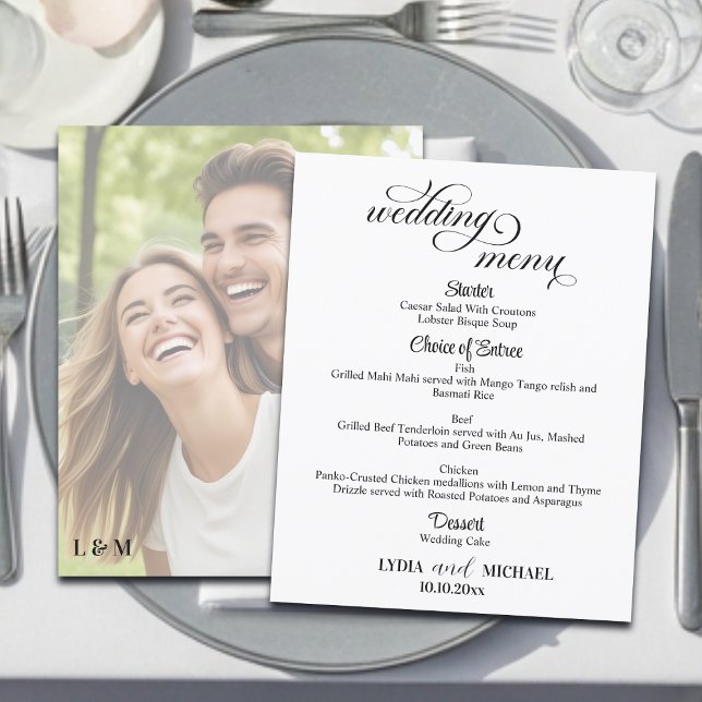 Simple Text Photo Overlay Wedding Menu (Skapare uppladdad)