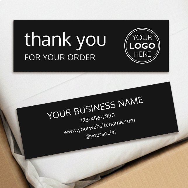 Simple Thank You Logo Brand Modern Black Mini Visitkort (Skapare uppladdad)