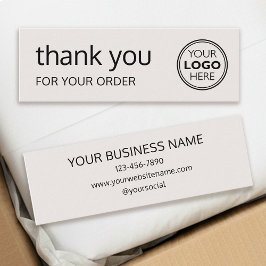 Simple Thank You Logo Brand Modern Off-White Mini Visitkort