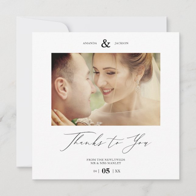 Simple Thanks To You Custom Photo Couple Wedding (Framsida)