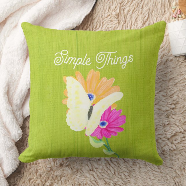 "Simple Things" Trädgårdsfladdrande fjärilar Kudde (Filt)