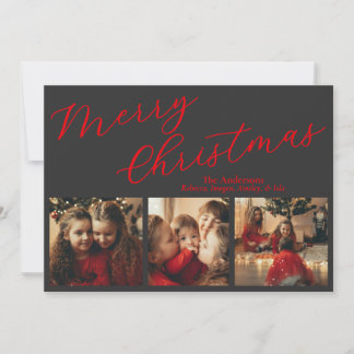 Simple Three Photo Holiday Card Julkort