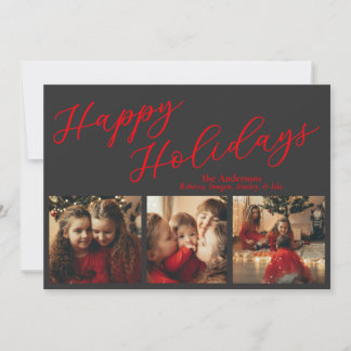 Simple Three Photo Holiday Card Julkort