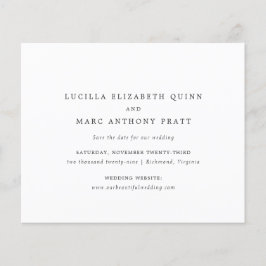 Simple Timeless Budget Wedding Save the Date Flygblad