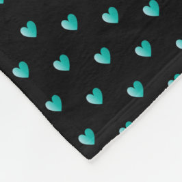 Simple Tiny Heart Mönster - Black and Teal Girly Fleecefilt