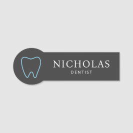 Simple Tooth Black Dentist Dental Clinic Namnbricka
