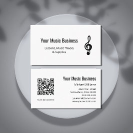Simple Treble Clef QR Code Music Lessons Visitkort