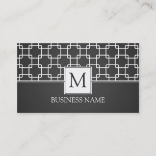 Simple Trellis Mönster Monogram Black Visitkort