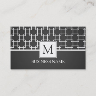 Simple Trellis Mönster Monogram Black Visitkort