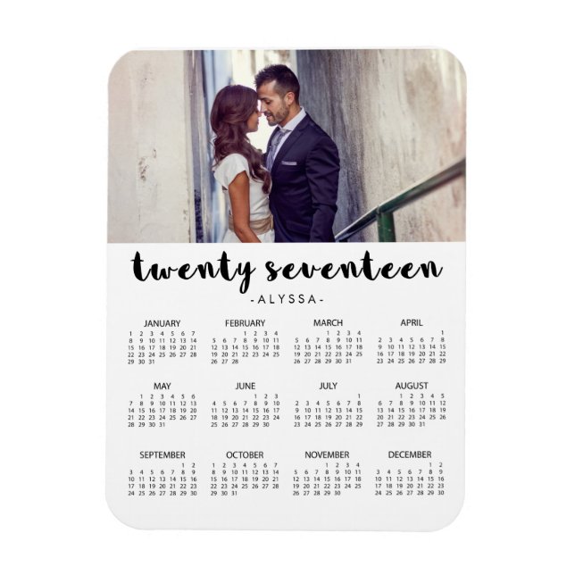 Simple Trendig Typography 2017 Photo Calendar Magnet (Vertikal)