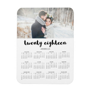 Simple Trendig Typography 2018 Photo Calendar Magnet