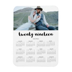 Simple Trendig Typography 2019 Photo Calendar Magnet