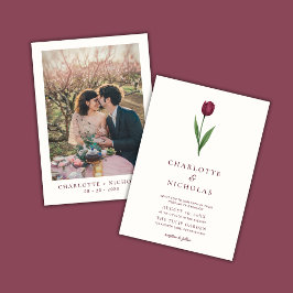 Simple Tulip Ivory Minimal Photo Wedding Inbjudningar