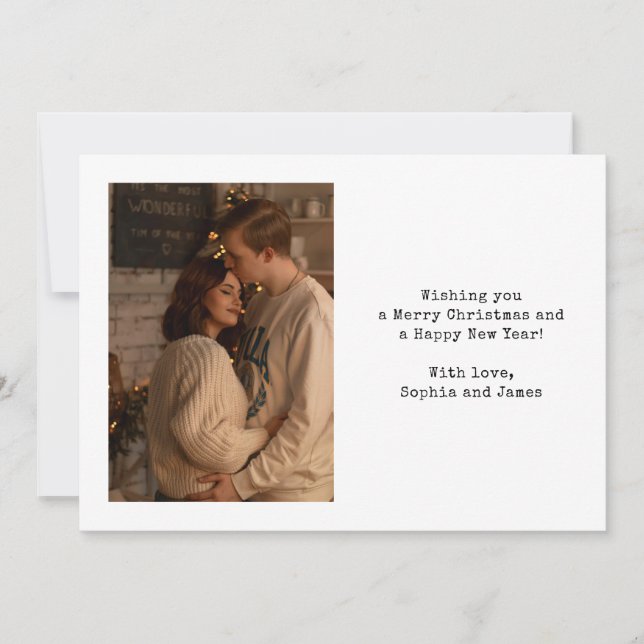 Simple Typography Couple Photo Black Christmas Julkort (Framsida)