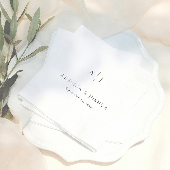Simple Typography Minimalist Monogram Wedding Pappersservett (Skapare uppladdad)