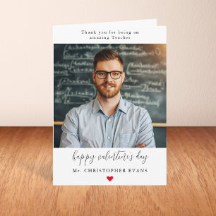 Simple Valentine Day Photo Card för lärare Kort