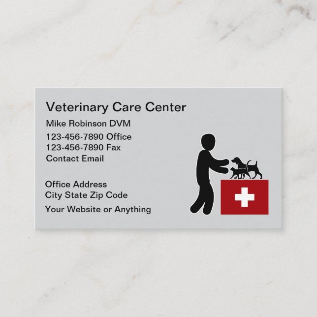 Simple Veterinary Pet Doctor Business Cards Visitkort (Framsida)