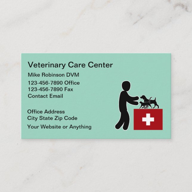 Simple Veterinary Pet Doctor Business Cards Visitkort (Framsida)