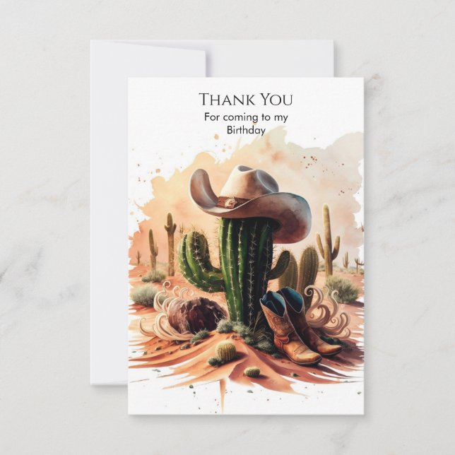 Simple Vilda western Cowboy Birthday Tack Kort (Framsida)