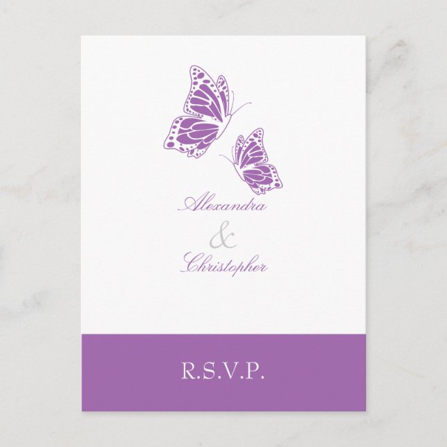 Simple Violet Butterfly OSA 2 Inbjudan Vykort (Framsida)