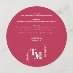 Simple Viva Magenta Modern Chic Bröllop Tack Meny