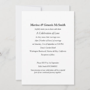 Simple Vow Renewal Classic-inbjudan Inbjudningar