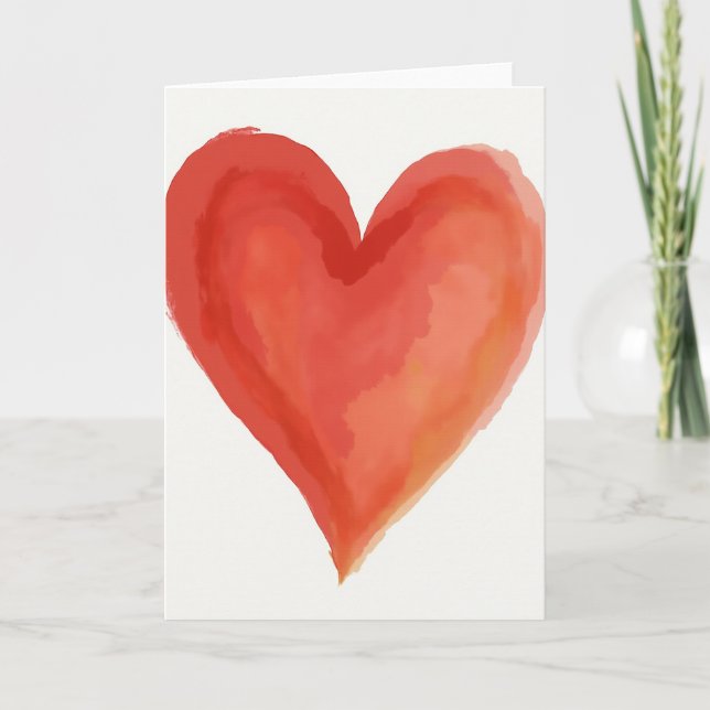 Simple Watercolor Heart Card Kort (Framsida)
