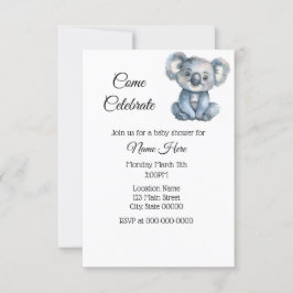 Simple Watercolor Koala Baby Shower Inbjudningar