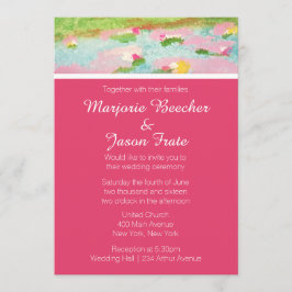 Simple Watercolor Lillies Wedding Rosa Inbjudningar