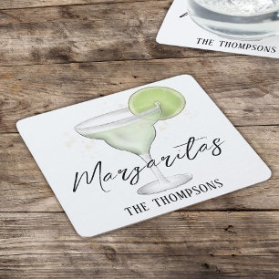 Simple Watercolor Margarita Whimsical Cocktail Underlägg Papper Kvadrat