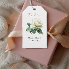 Simple Watercolor Rose Elegant Botanical Greenery Presentetikett