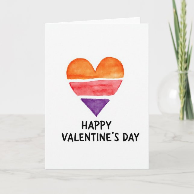 Simple Watercolor Valentines Card Kort (Framsida)