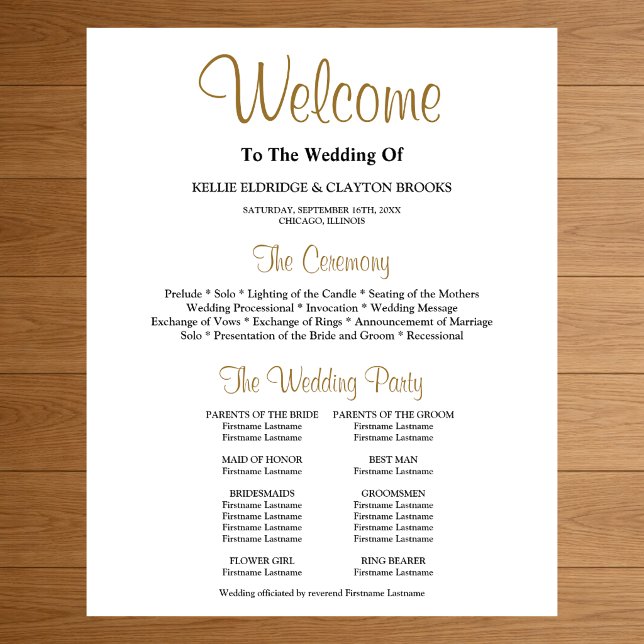 Simple Wedding Ceremony Program Poster (Skapare uppladdad)