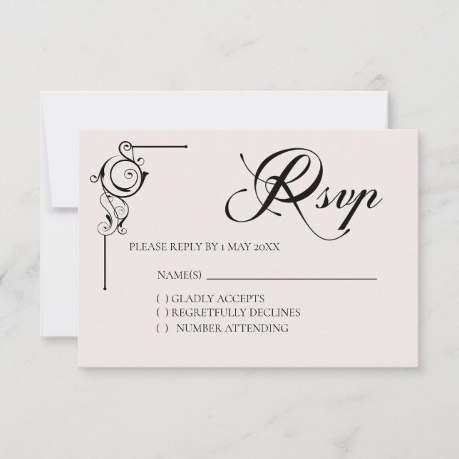 Simple Wedding RSVP card OSA Kort (Framsida)